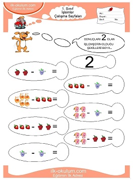 Çocuklar İçin toplam işlemi yaprak testleri 